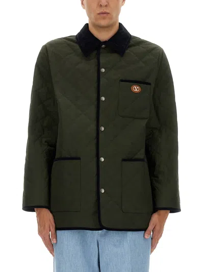 VALENTINO QUILTED SHIRT JACKET WITH "VLOGO" PATCH