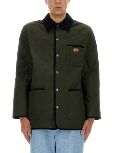 VALENTINO VALENTINO QUILTED SHIRT JACKET WITH "VLOGO" PATCH