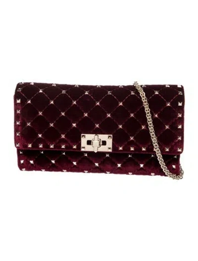Pre-owned Valentino Garavani Quilted Shoulder Bag In Burgundy