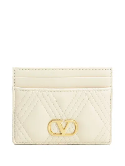 Valentino Garavani Valentino Quilted Vlogo Card Holder In White