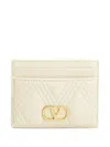 Valentino Quilted Vlogo Card Holder In White
