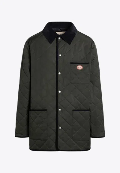 VALENTINO QUILTED VLOGO PATCH JACKET