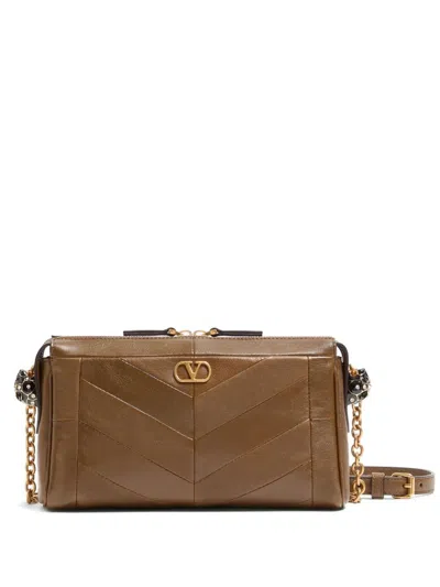 Valentino Garavani Quilted Vlogo Shoulder Bag In White