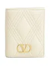 Valentino Quilted 67 Leather Wallet In Neutral