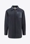 Valentino Men Padded And Quilted Nylon Jacket With Iconic Studs In Blue