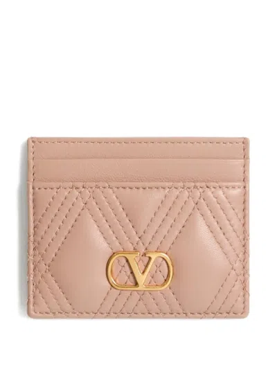 Valentino Garavani Garavani Quiltie 67 Cardholder In Quilted Nappa Woman Rose Cannelle Uni
