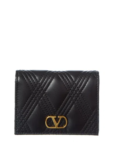 Valentino Garavani Valentino Quiltie 67 Leather Card Case In Black