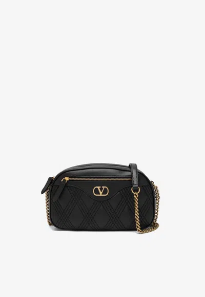 Valentino Garavani Quiltie 67 Leather Chain Crossbody Bag In Black