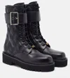 Valentino Quilted Combat Booties Buckle Detail In Black