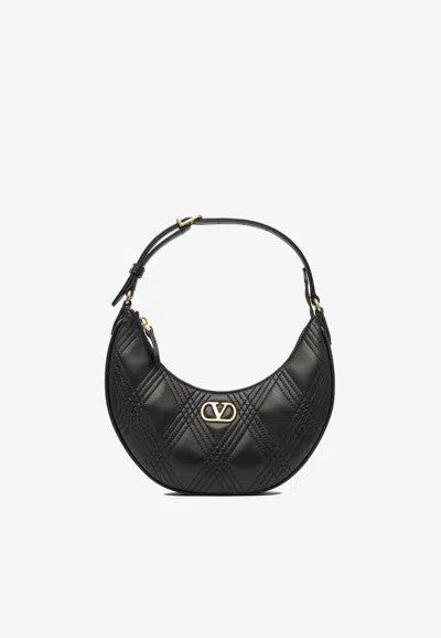 Valentino Garavani Quiltie 67 Leather Hobo Bag In Black