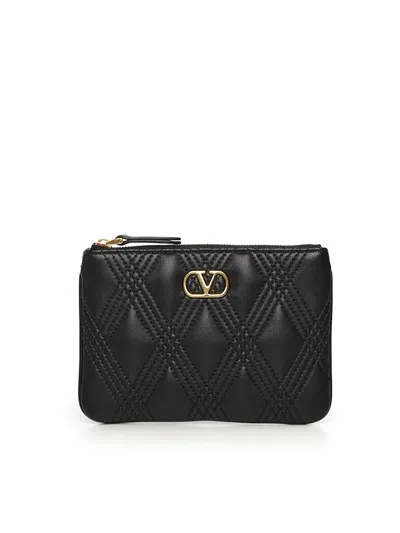 Valentino Garavani Quiltie 67 Leather Pouch In Black