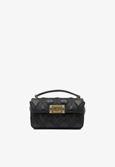 Valentino Garavani Quiltie 67 Leather Shoulder Bag In Black