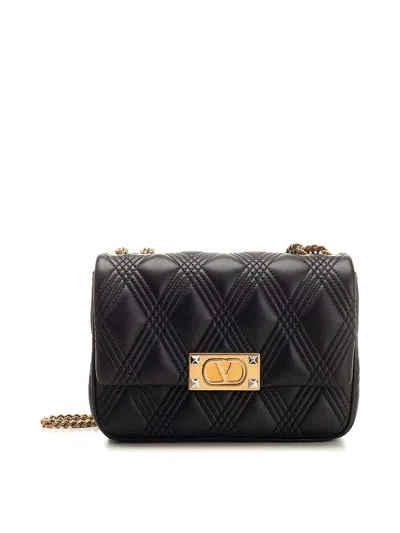 Valentino Garavani Quiltie 67 Medium Shoulder Bag In Black