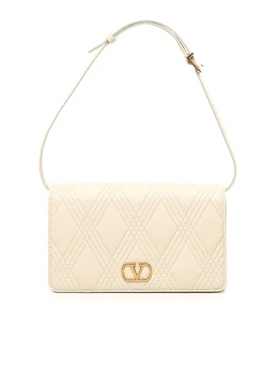 Valentino Garavani Quiltie 67 Mini Shoulder Bag In White