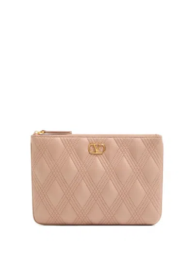Valentino Garavani Quiltie 67 Pouch In Quilted Nappa Leather In Pink