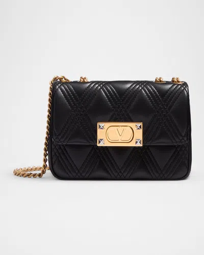 Valentino Garavani Black Leather Quiltie 67 Shoulder Bag In Nero