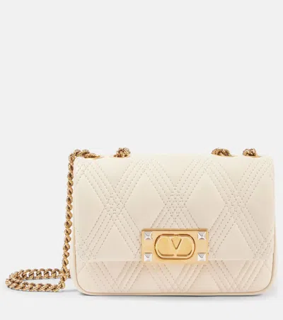 Valentino Garavani Quiltie 67 Small Leather Shoulder Bag In White