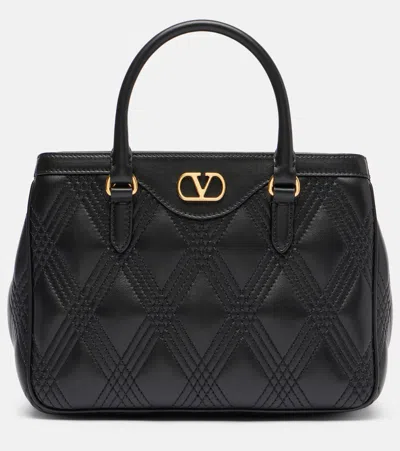 Valentino Garavani Quilty 67 Small Leather Tote Bag In Black