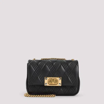 Valentino Garavani Black Leather Quiltie 67 Shoulder Bag In Nero