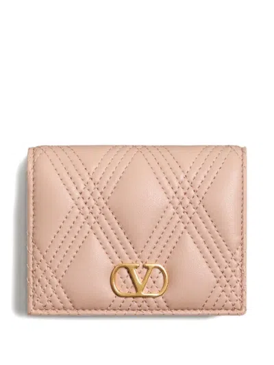 Valentino Garavani Quiltie 67 Wallet In Quilted Nappa Leather In Pink
