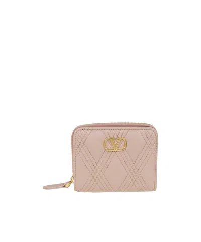Valentino Garavani Quiltie 67 Wallet In Pink