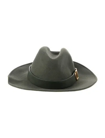Pre-owned Valentino Garavani Rabbit Hair Fedora In Green