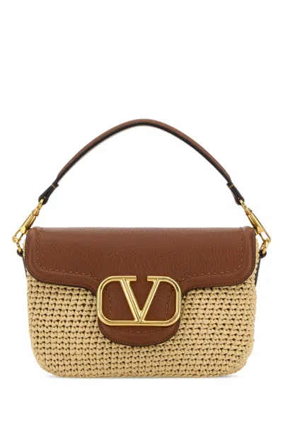 Valentino Garavani Raffia Alltime Shoulder Bag In Blue