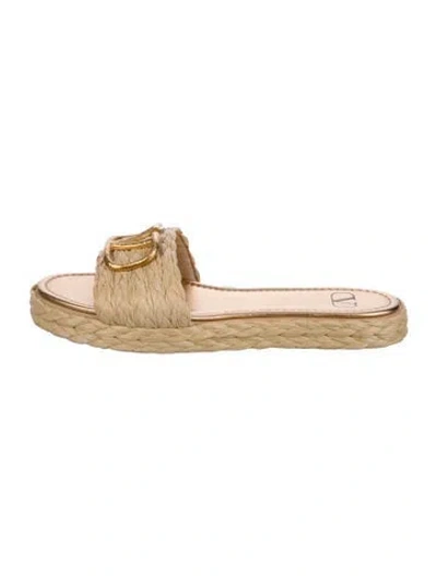 Pre-owned Valentino Garavani Raffia Espadrilles In Neutral