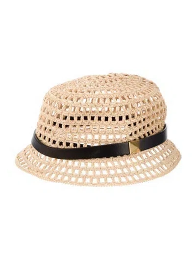 Pre-owned Valentino Garavani Raffia Hat In Neutral