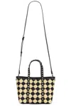Valentino Raffia Mini Rockstud Tote Bag In Naturale & Nero