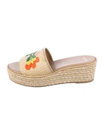 Pre-owned Valentino Garavani Raffia Patterned Espadrilles In Multi