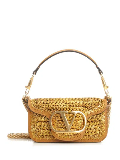 Valentino Garavani Raffia Shoulder Bag Shoulder Bags Gold
