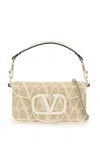 VALENTINO GARAVANI RAFFIA SHOULDER HANDBAG WITH TOILE ICONOGRAPHE PATTERN