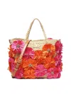 Valentino Borsa Shopping Vlogo Signature In Rafia Decorata  Donna In Multi