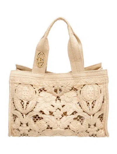 Pre-owned Valentino Garavani Raffia Tote In Neutrals