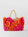 Valentino Garavani Embellished Raffia Vlogo Signature Handbag