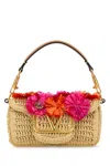 Valentino Raffia Vlogo Signature Handbag In Naturalerossorosanaturalcamel