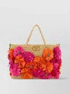Valentino Borsa Shopping Vlogo Signature In Rafia Decorata  Donna In Orange