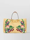 Valentino Raffia Vlogo Signature Shoulder Bag In Nude