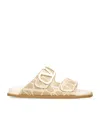 Valentino Vlogo Toile Iconographe Slide Sandal In Beige