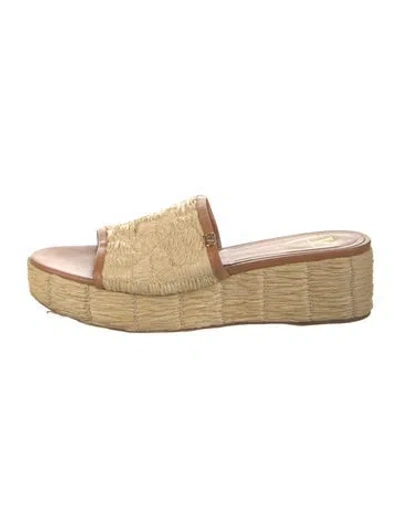 Pre-owned Valentino Garavani Raflower Vlogo Slides In Neutrals