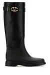 Valentino Garavani The Bold Edition Vlogo Leather Knee-high Boots In Black