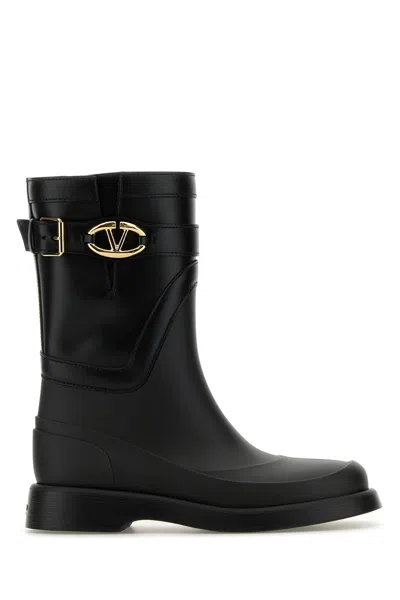 VALENTINO GARAVANI VALENTINO GARAVANI BLACK RUBBER AND LEATHER BOOTS