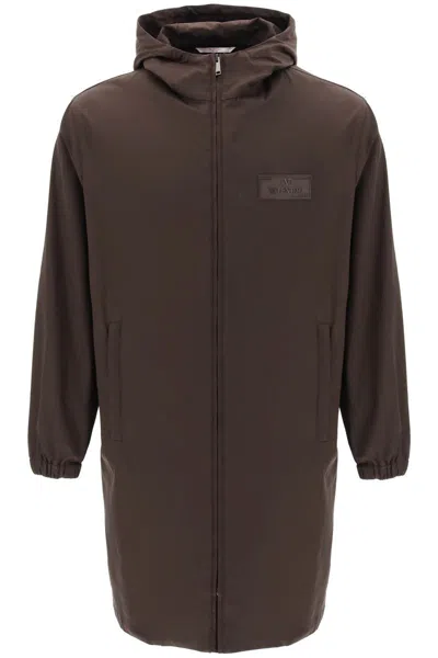 Valentino Raincoat With Maison  Rubber Label In Brown