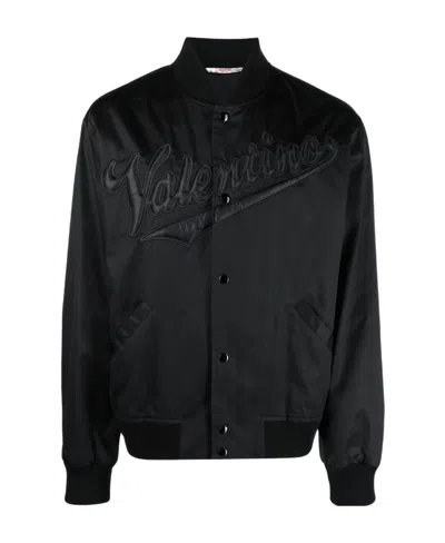 Valentino Raised-logo Bomber Jacket In Black