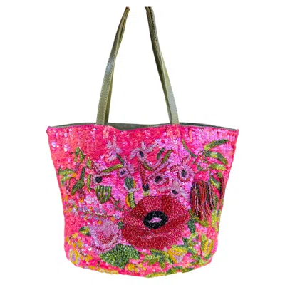 Pre-owned Valentino Garavani Rare  Spring/summer 2000 Runway Hand-embroidered Tote Bag In Pink