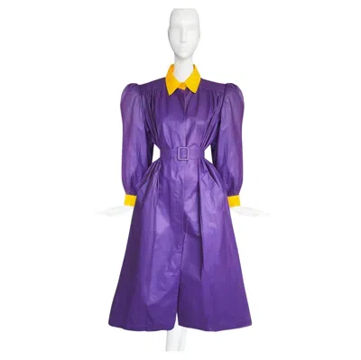 Pre-owned Valentino Rare  Raincoat Vintage Trench Coat Purple Violet Yellow