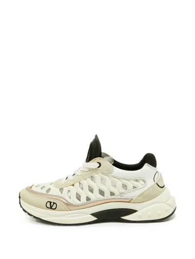 Pre-owned Valentino Garavani Ready Go Runner Lace-up Sneakers In White