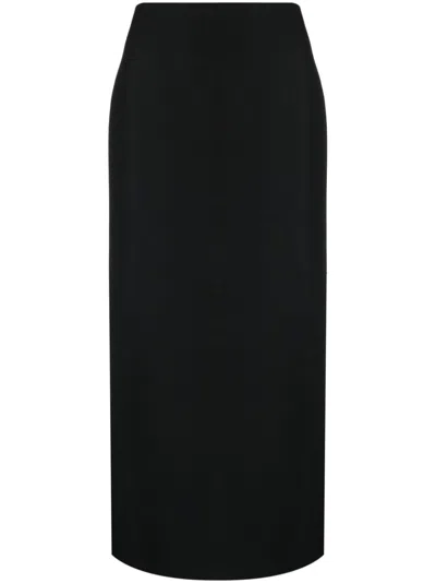 Valentino Rear-slit Midi Skirt In Black