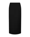 Valentino Virgin Wool Longuette Skirt With Slits And Silk Lining In Black